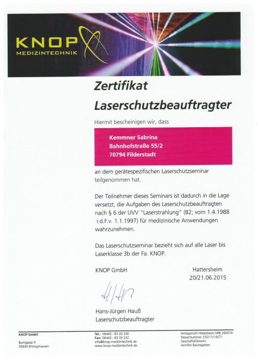 Zertifikat Laserschutzbeauftragter